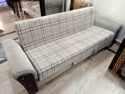 Modern Beige Sofa Cum Bed – Comfortable & Space-Saving! 03001266259