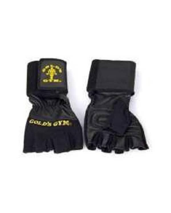 Gym Wrist Wrap Lifting Leather Gloves - Black