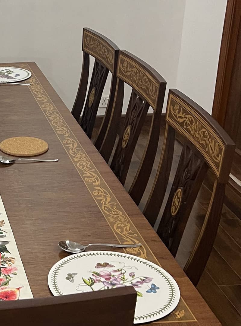 Solid Sheesham Inlay Dining table with 10 chairs 3