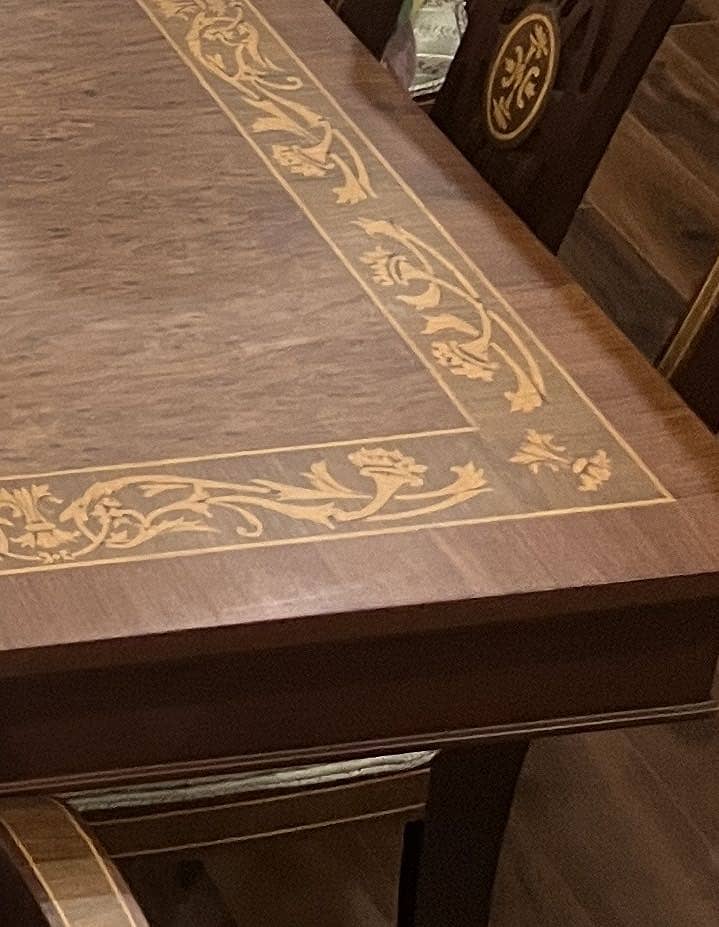 Solid Sheesham Inlay Dining table with 10 chairs 4