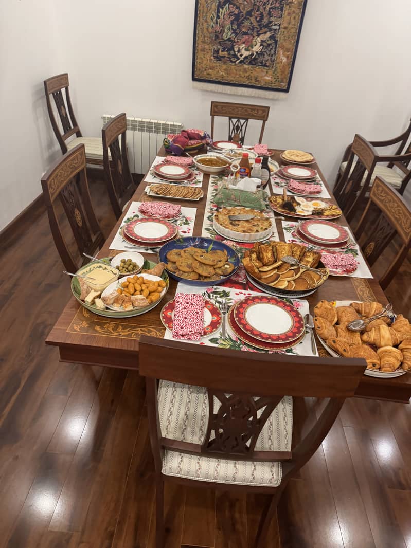 Solid Sheesham Inlay Dining table with 10 chairs 8