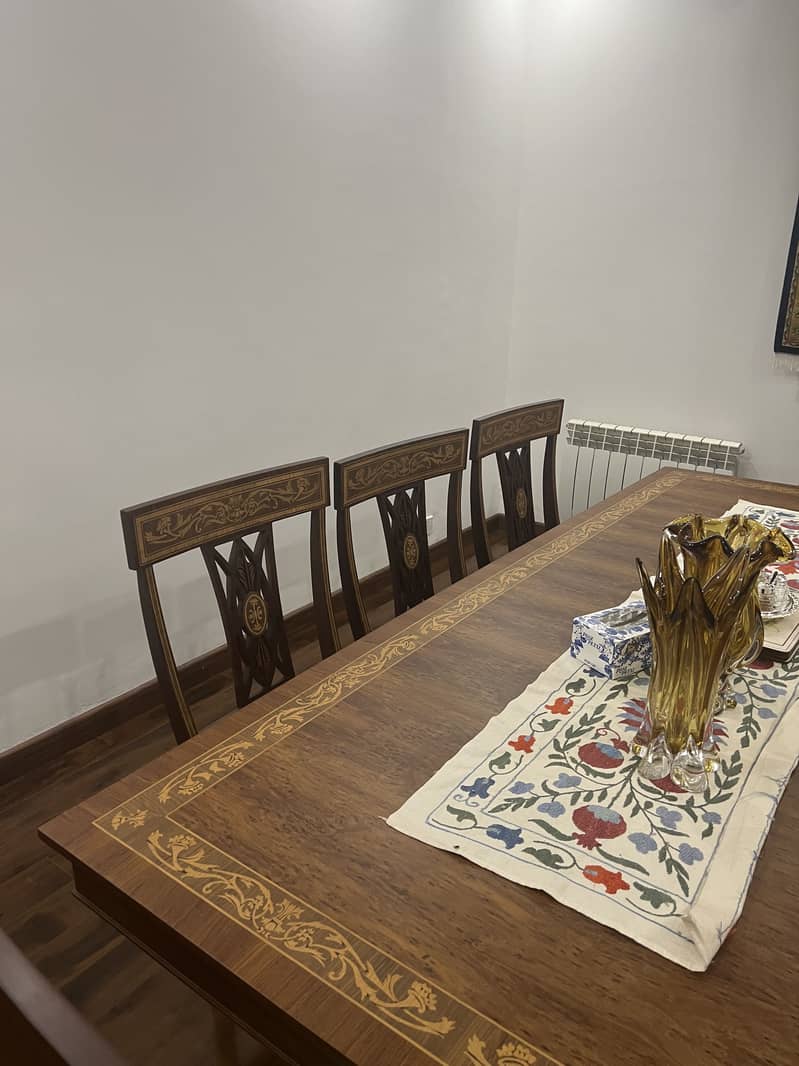 Solid Sheesham Inlay Dining table with 10 chairs 7