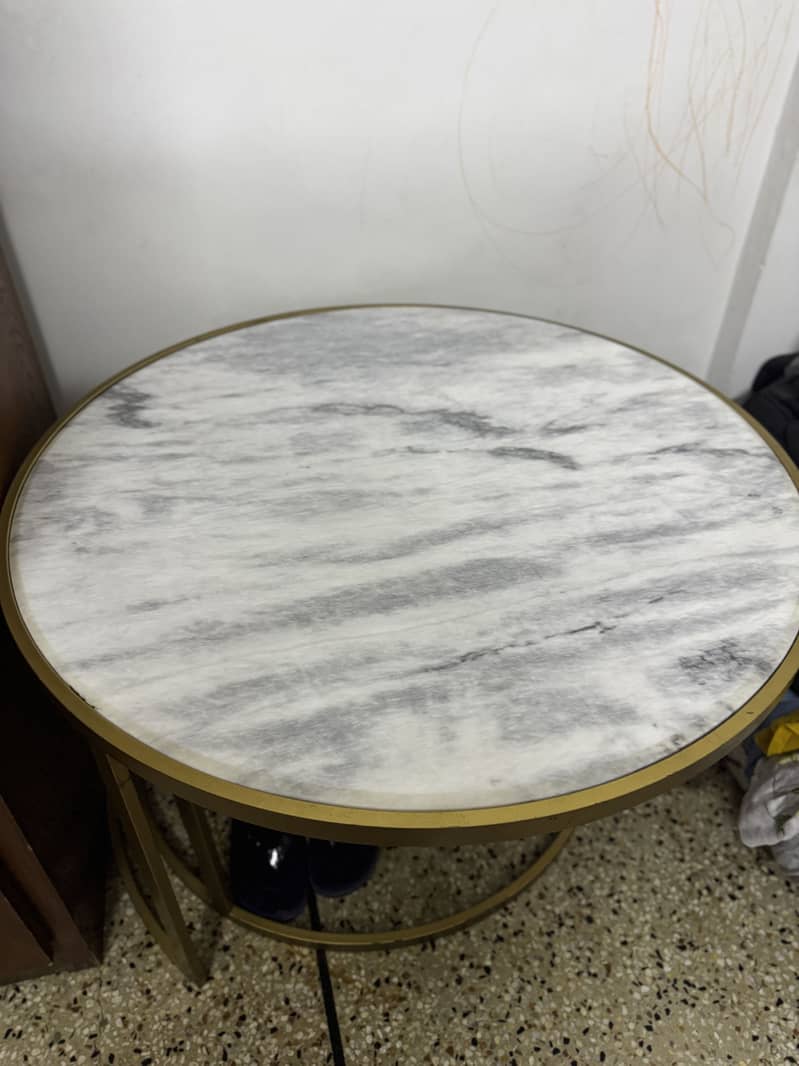 2pc Marble Golden Table 0