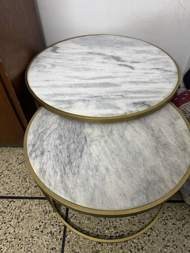 2pc Marble Golden Table 1