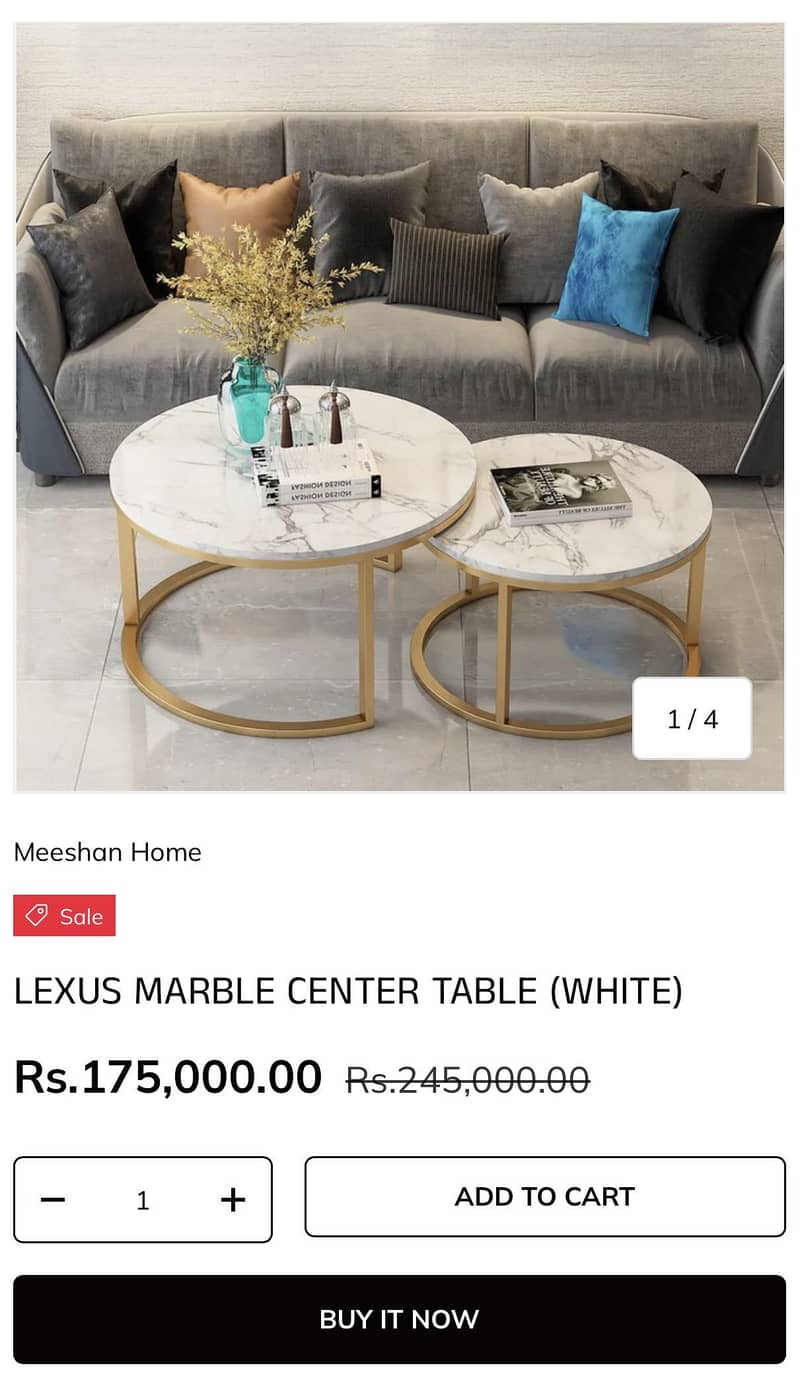 2pc Marble Golden Table 2