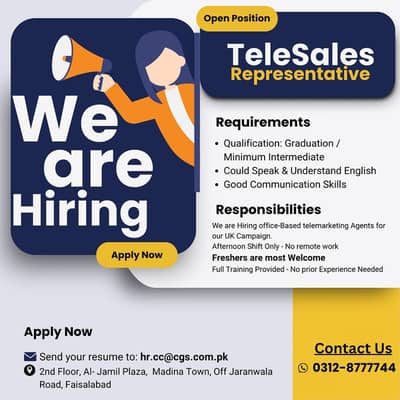 We are looking for Telesales Representatives (TSR) to join UK campaign