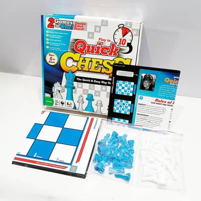 Quick Chess 2-in-1 Includes a Cardboard Chess Board and Plastic Pieces