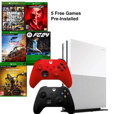 Xbox One S with 2 Controllers and 5 Games