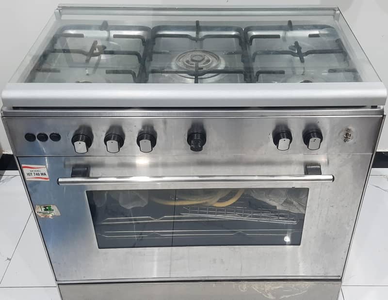 Cooking Range Baking Oven Five Stoves Grill Steel Body Glass Lid ...