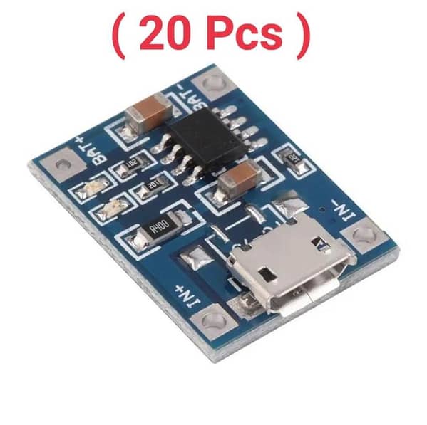 20 PCS USB 5V 1A 18650 TP4056 Lithium Battery Charger Module Charging Board Micro USB Port in Pakistan