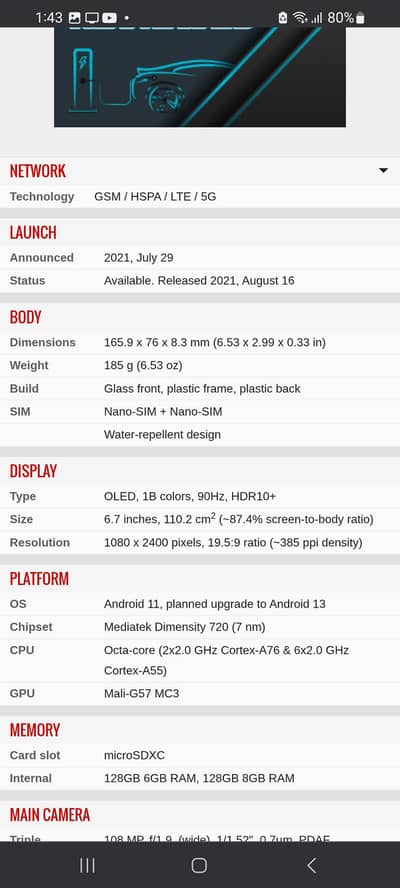 Motorola edge 20 lite 8 128.03065512404