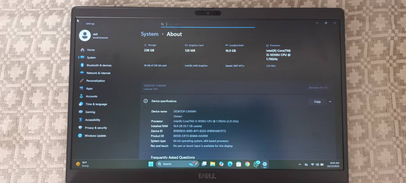 Dell Latitude 7310 Core i5 10th Generation Laptop for Sale 10/10 1