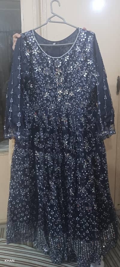 dark blue maxi with mirror designing on it . . .