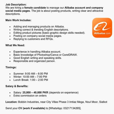 Alibaba & Social Media Account Management/ Order hunting
