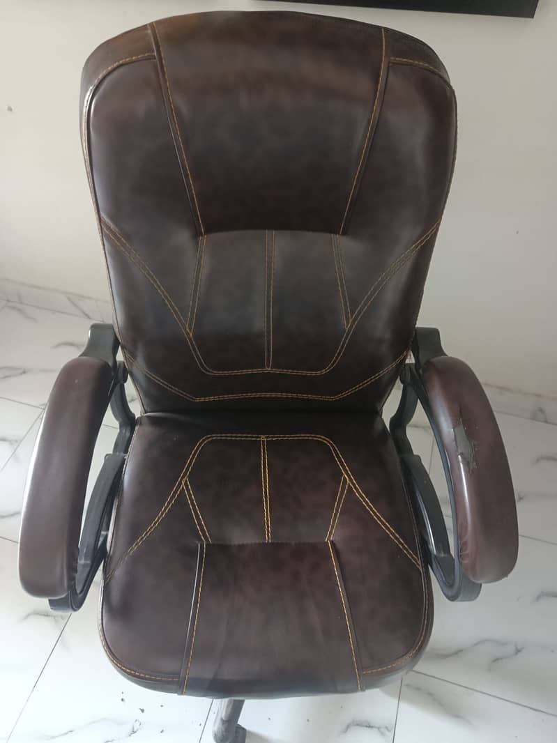 Adjustable Brown Leather Office Chair in Good Condition | Moving Chair ...