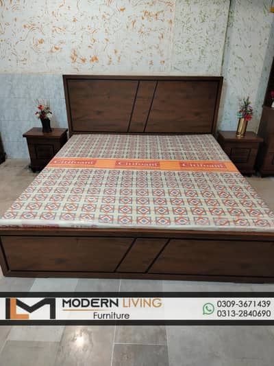 King size bed with 2 side tables best quality in your choice colours