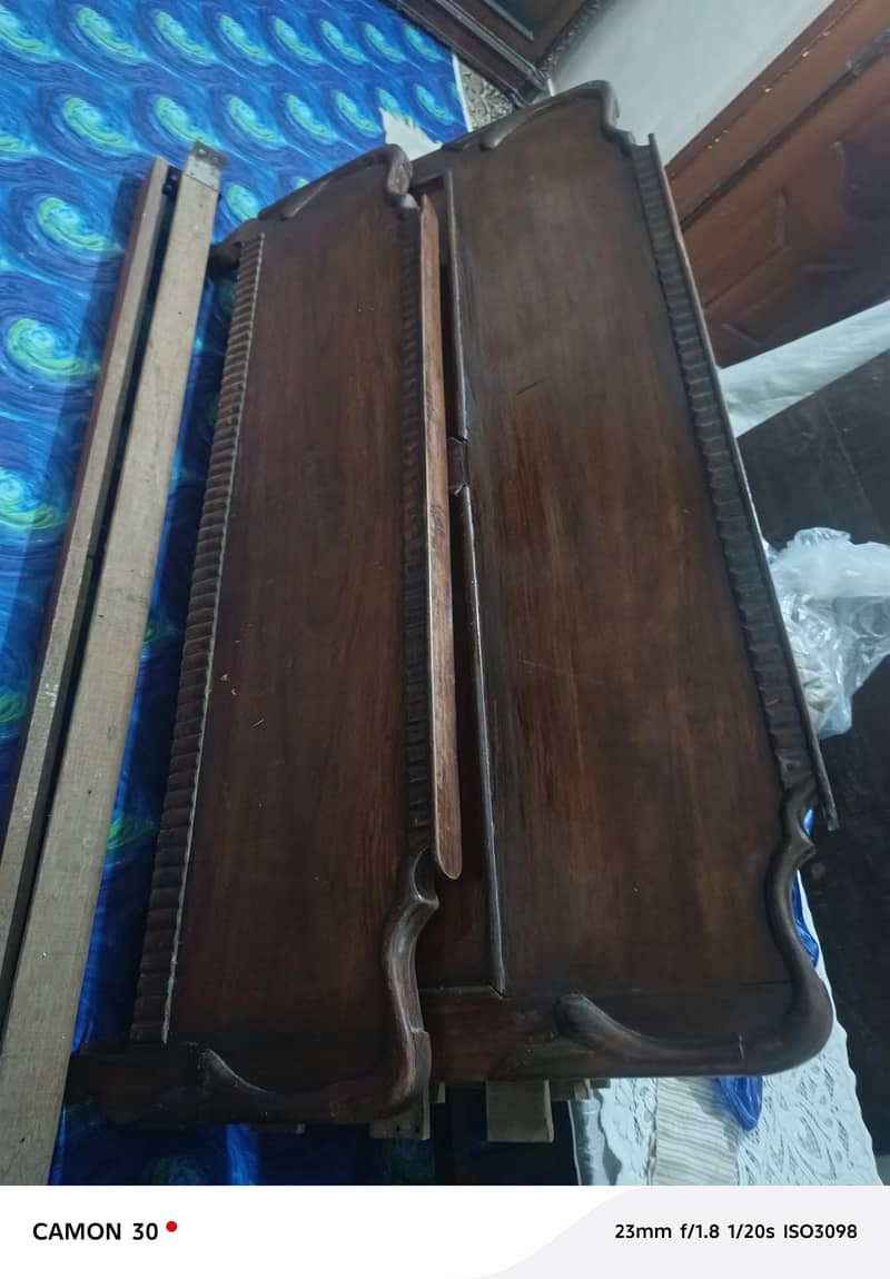 Queen bed with side table. 2