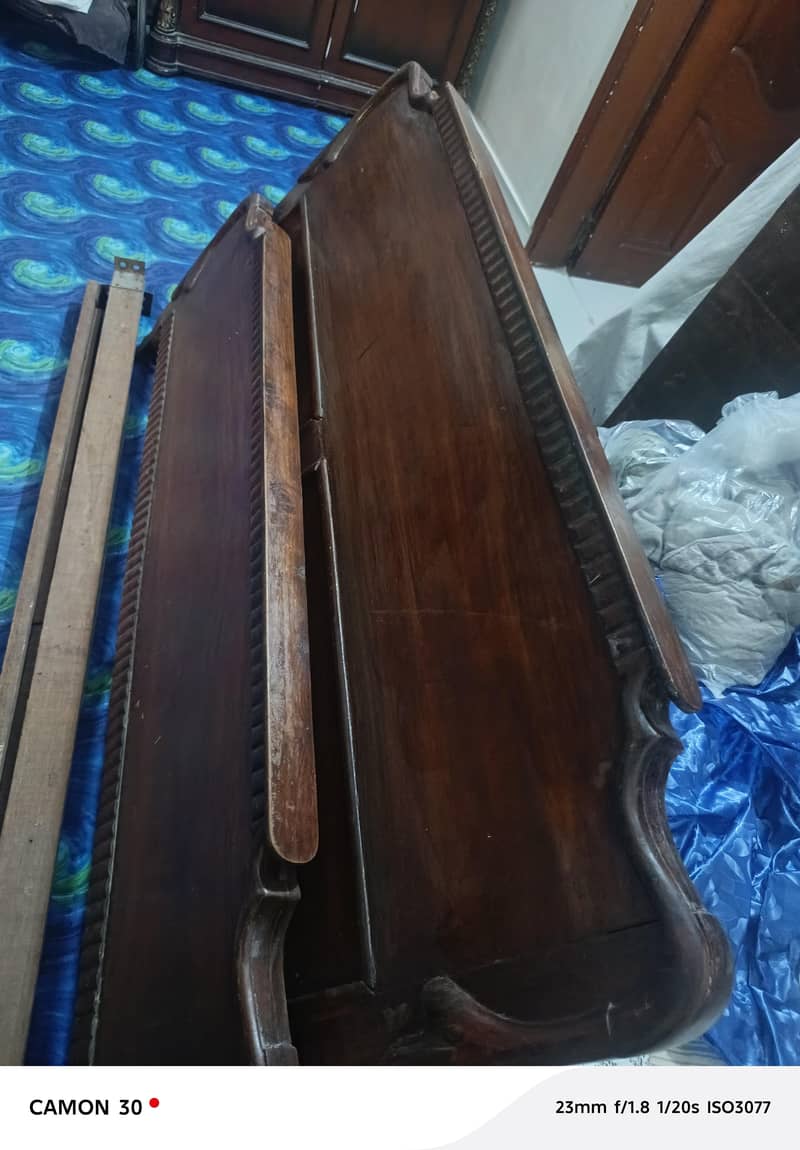 Queen bed with side table. 4