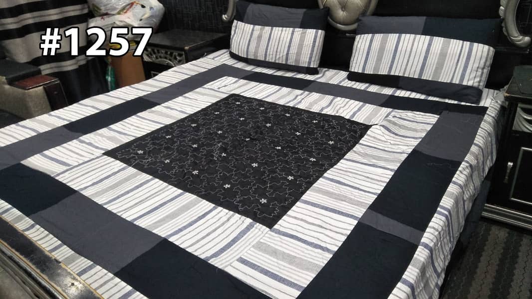 Embroidered Patch Work King Size BedSheets 4