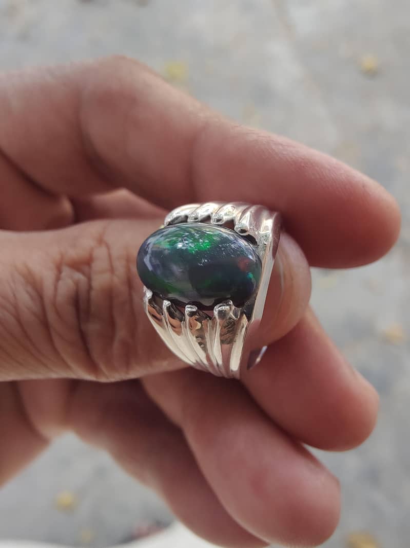 Black Opal silver ring 2