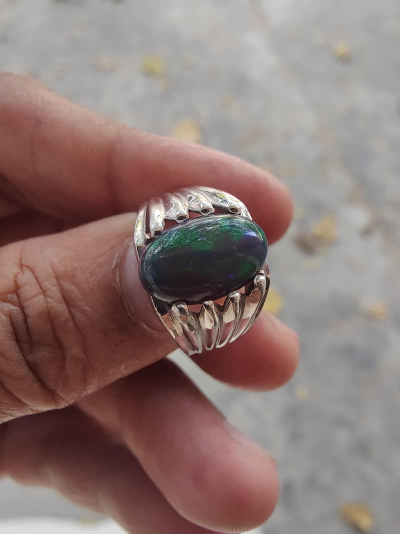 Black Opal silver ring 4