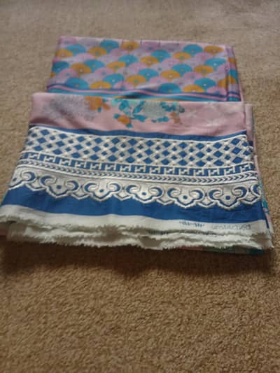 Khaadi 100% original  shirt dupatta with embroided shirt border