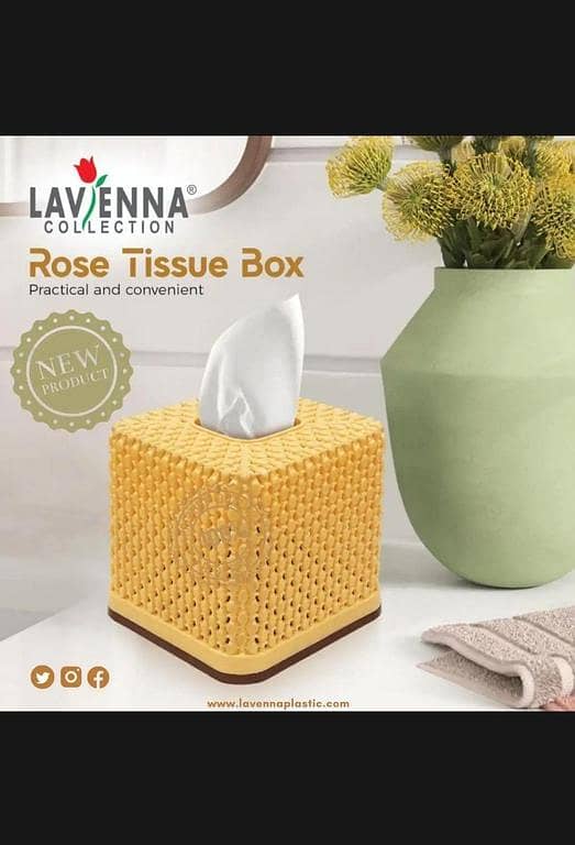 RXN Square Rose Tissue Box - Functional Plastic Storage Solution