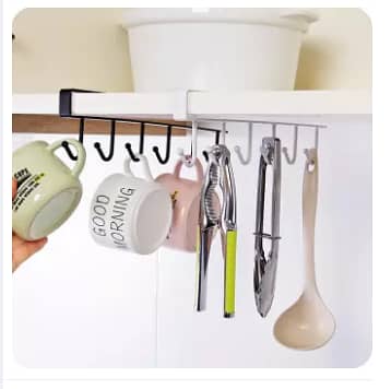 Under Cabinet Mug Hooks for Hanging Mugs, Coffee Cups, and Kitchen Utensils