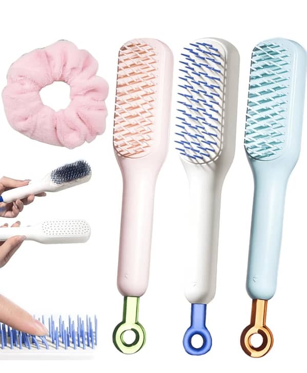 RXN Retractable Self-Cleaning Hair Brush - Easy-Clean Massage Comb with One-Pull Bristles for Anti-Static Hair Care - Zariyab Collections