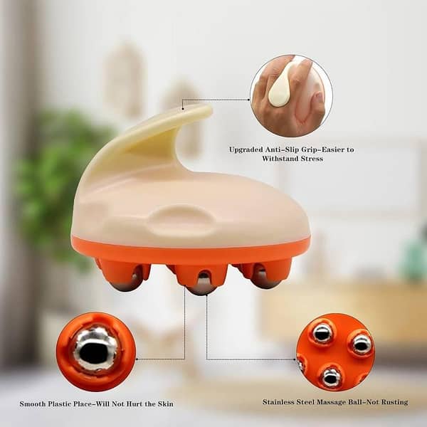 RN  Hand Held Massager with 7 Rotating Balls for Body Relaxation, Compact and Portable Tool for Abdomen, Arms, and Legs