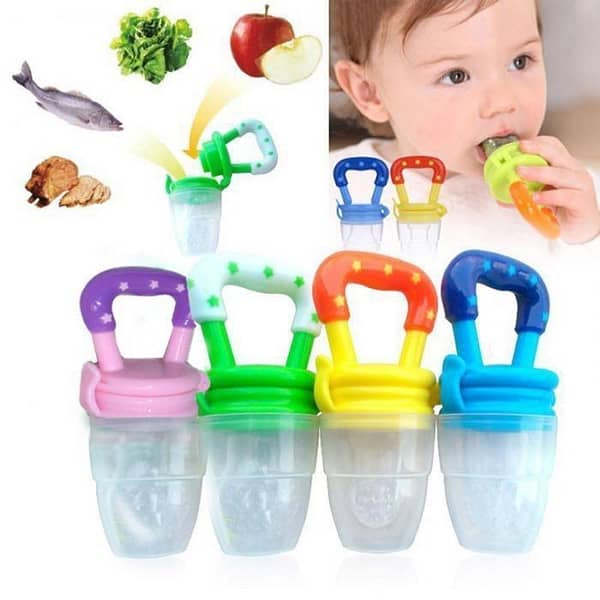 RN Baby Soother Nibbler for Newborns - Fresh Food, Fruit, Milk, Drinking Water Straw Handle & Teething Pacifier - Silicone Pouches for Kids