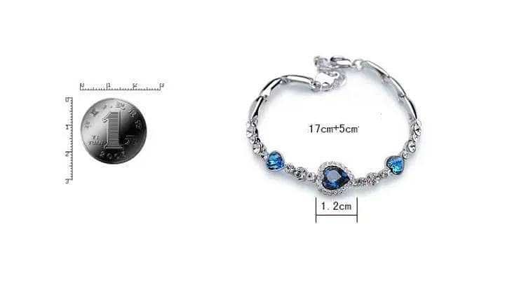 Elegant Blue Heart Silver Bracelet for Women | Stylish & Romantic Jewelry