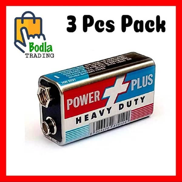 3-Pack of 9V Power Plus Heavy Duty Batteries with 3 Free Connectors