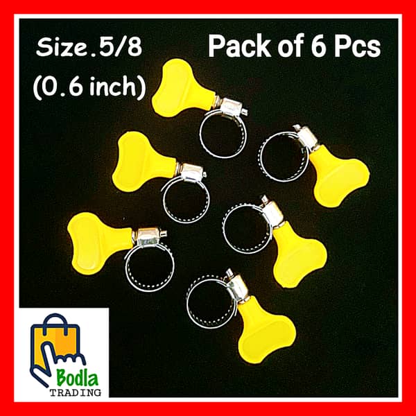 Adjustable 5/8 Inch Pipe Fastening Clip Bracket - 6 Pack Worm Drive Hose Clamps
