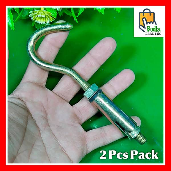 Set of 2 Hooks, 8mm Thick for 17mm Hole Ceiling Cradle Fan and Laundry Rope - Durable Metal Wall Anchors