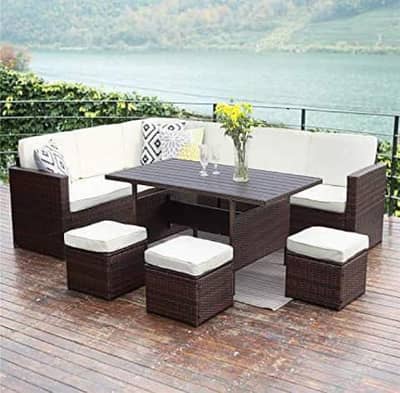 4 Seater Roop Set/Rattan sofa set/L-Shape/Outdoor Chairs/Lawn set