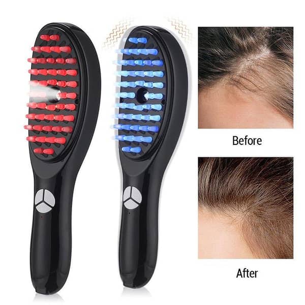 Electric Spray Massage Comb - Scalp Massager and Micro Current Therapy Device for Healthy Hair with Red and Blue Light
