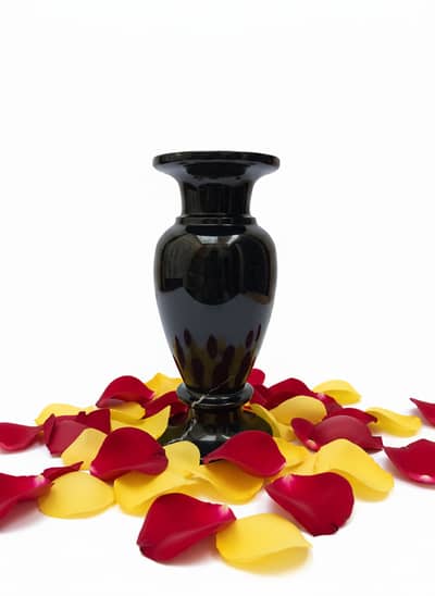 Jet Black Marble vase for home decoration Table Centerpiece Room Decor