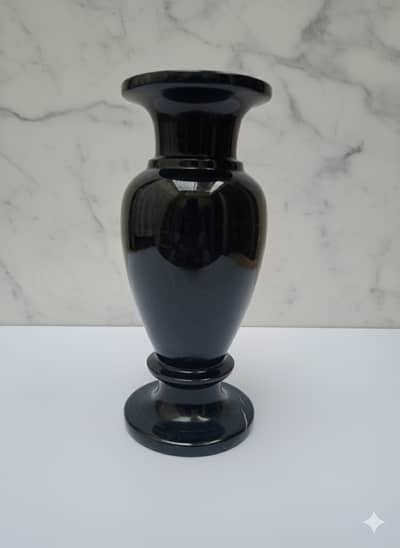 Jet Black Marble vase for home decoration Table Centerpiece Room Decor