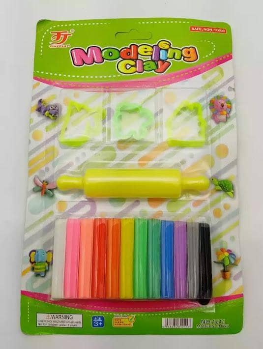Modelling Clay 12 PC With Rolling Pin and Shapes