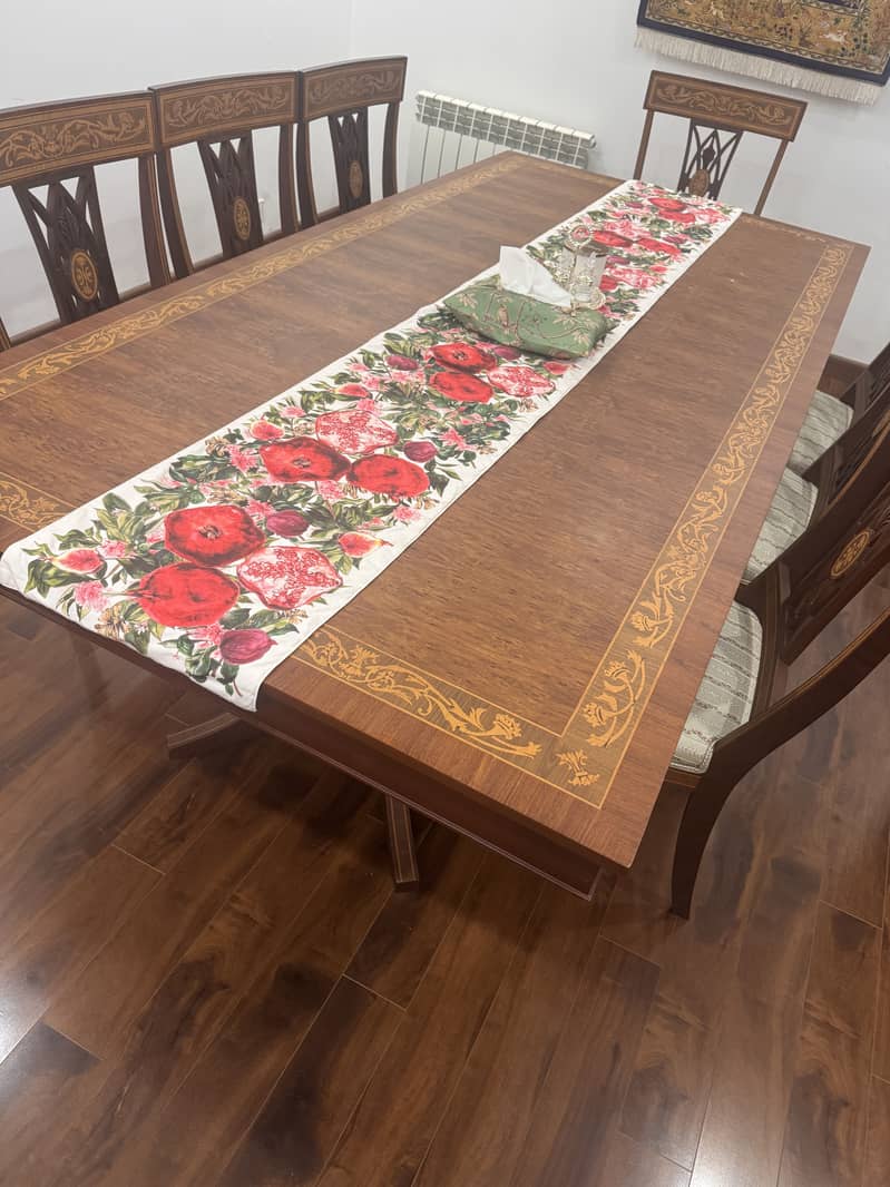 Solid Sheesham Inlay Dining table with 10 chairs 0
