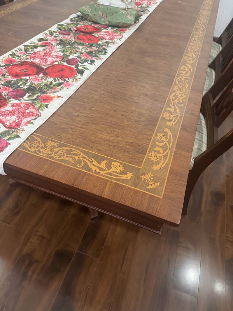Solid Sheesham Inlay Dining table with 10 chairs 9