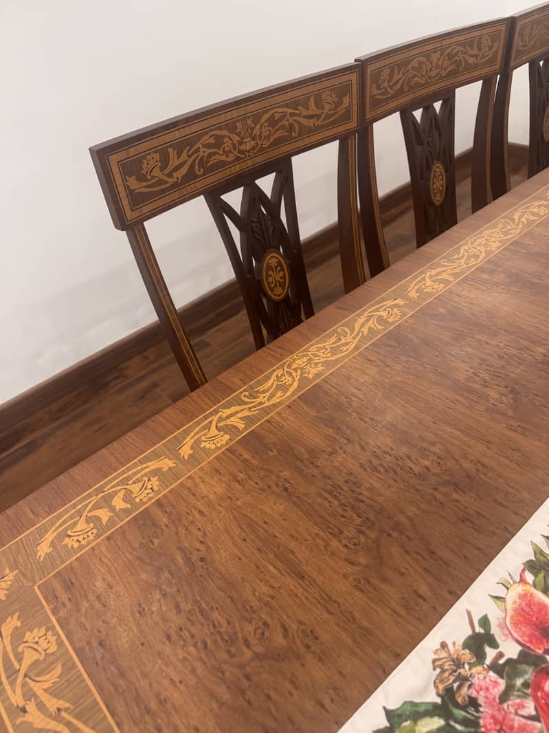 Solid Sheesham Inlay Dining table with 10 chairs 10