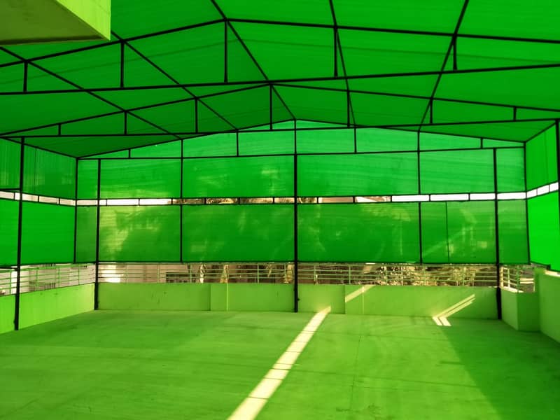 Fiber Glass Shade | Car Parking Shade| Green Net Tensile Shade Folding ...