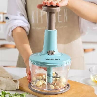 Manual hand press food chopper