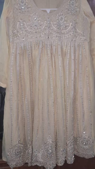 yellow chiffon frock with dupatta and trouser