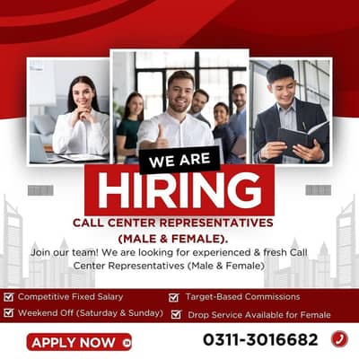 Hiring for call center Agents fresh and experience