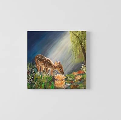 dreamy deer oil painting
