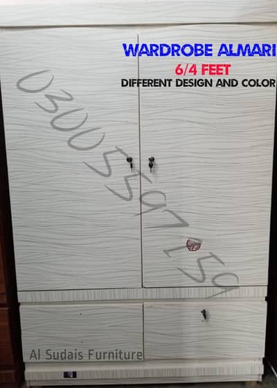 wardrobe, clothes hanger almari, 6/4ft cupboard wd shelves drawer