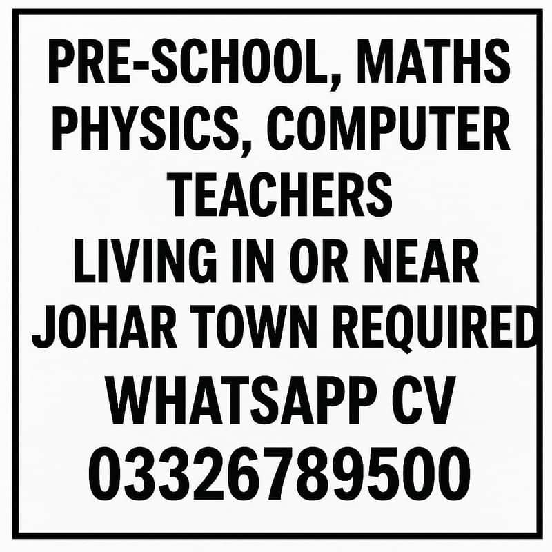 SCHOOL TEACHERS NEEDED 0